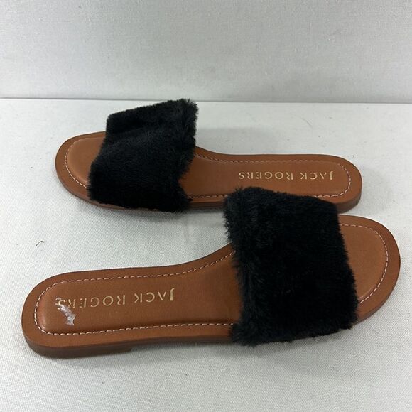 Jack Rogers Faux Fur Sabrina Slide Sandal Black Size 7- NIB - Picture 5 of 7